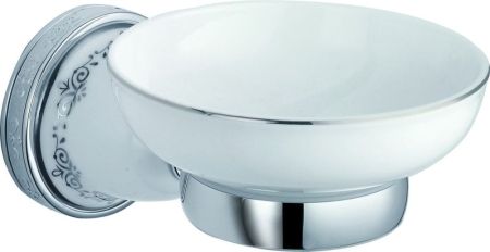 Sanibano Kleo, настенная керамическая мыльница, цвет хром - белая керамика, артикул H9750/15CR