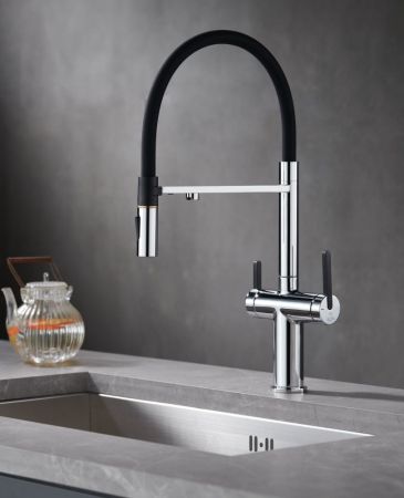 Смеситель для кухни с подключением фильтра для воды Rose R458, хром