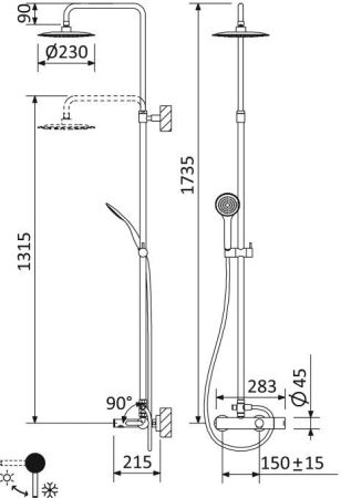 Душевая стойка CEZARES LEAF-CVDA-23, артикул LEAF-CVDA-23-01