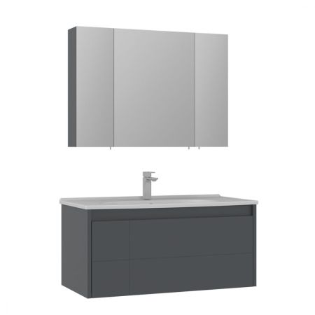 Тумба с раковиной ORKA Likya 100 подвесная, антрацит матовый