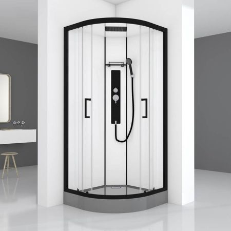 Душевая кабина Black&White Galaxy G8001 с гидромассажем профиль Черный задняя стенка Белая, артикул 8001900