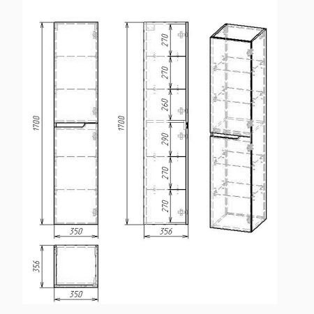 Пенал Hella, 35, серый лак, правый, артикул OW24.04.01