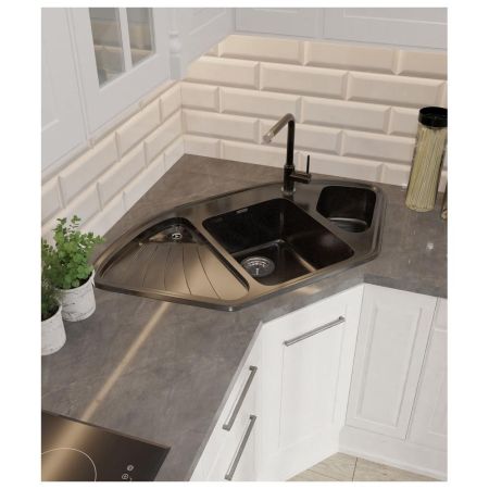 Кухонная мойка GranFest CORNER 1040E, черный, артикул C-1040E черный