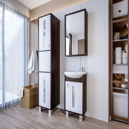 Тумба под раковину напольная Бриклаер БАЛИ правая венге/белый , 40 см, артикул 4627125411908