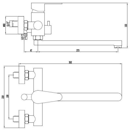 Смеситель Orlando для ванны., изл. 300мм, с акс., нерж.сталь, артикул: OL 31, артикул OL 31