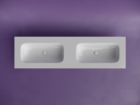 Раковина накладная мебельная Ceramicanova Грация (Grace) прямоугольная 1610x457x137 с двумя чашами без отверстий под смеситель цвет белый CN7023wx, артикул CN7023wx