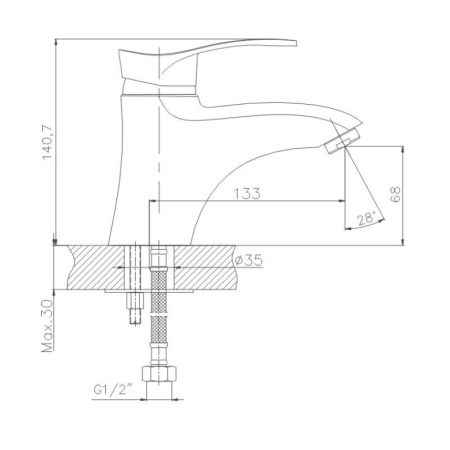 Смеситель для раковины Cron CN1001, хром