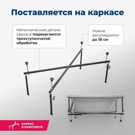 Акриловая ванна Aquanet West 130x70 (с каркасом), артикул 00205300