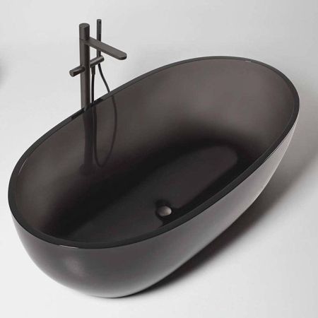 ANTONIO LUPI REFLEX Ванна отдельностоящая 1670х860х530 мм., с нажимным донным клапаном (хром), сифоном и гибким шлангом, Cristalmood, цвет Fume