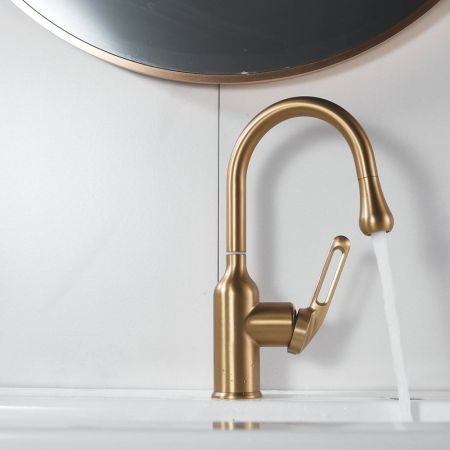 Смеситель для раковины Raffine F101G, золотой сатин, артикул F101G