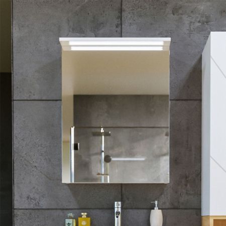 Зеркальный шкаф Бриклаер КРИСТАЛЛ 56 см, белый, артикул 4627125415982