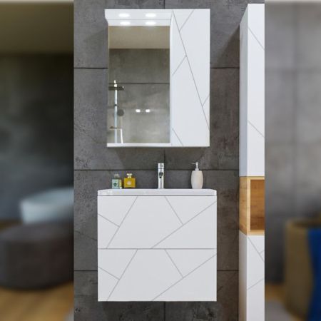 Комплект мебели для ванной Бриклаер КРИСТАЛЛ 60ZSB, белый/дуб бунратти, артикул КРИСТАЛЛ 60ZSB