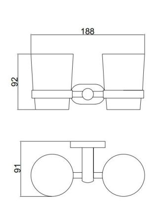Стакан для ванной комнаты двойной BELZ B90108, черный, артикул B90108