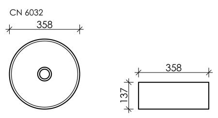 Умывальник чаша накладная круглая Element 358*358*137мм CN6032 Умывальник чаша накладная круглая Element 358*358*137мм CN6032