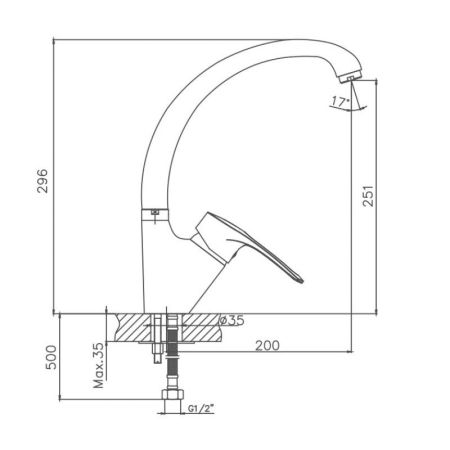 Смеситель для кухни Cron CN4166, хром, артикул CN4166