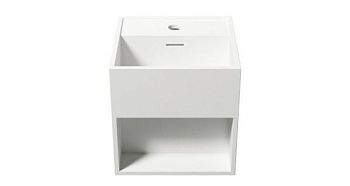 Zenon Titan, подвесная раковина квадратной формы, с полочкой, 30х30хh30 см, цвет белый матовый