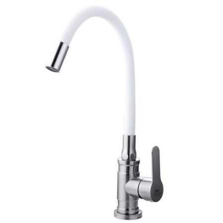 Смеситель для кухни с гибким изливом FASHUN A54401-8, сатин/белый