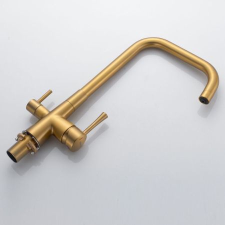 Смеситель для кухни с подключением фильтра Shevanik S528G, золотой сатин, артикул S528G