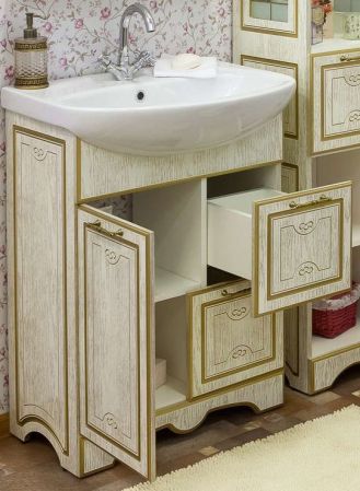 Тумба для раковины Sanflor Адель 65 Н0000000554 Белая с патиной Золото