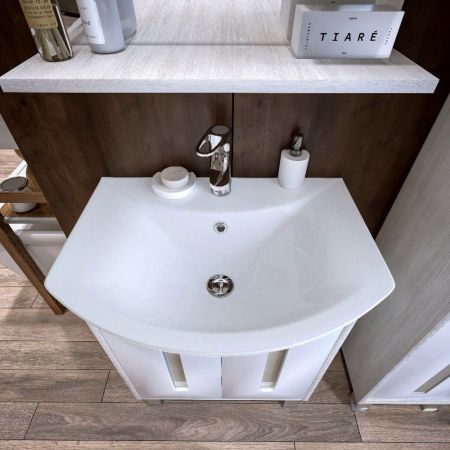 Комплект мебели для ванной Бриклаер БАЛИ 60R, светлая лиственница/белый, артикул БАЛИ 60R