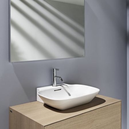 Раковина, Laufen, Ino, ширина, мм-560, глубина, мм-450, высота, мм-145, тип установки-подвесной/накладной, отверстия для смесителя-1, перелив-есть, цвет раковины-белый, артикул 8.1030.2.000.104.1