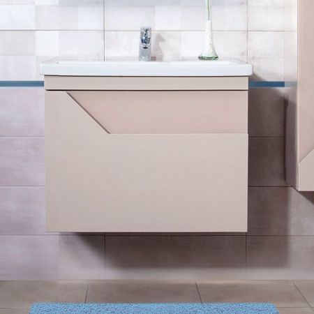 Тумба под раковину подвесная Бриклаер Брайтон бежевый, 60 см, артикул 4627125415791