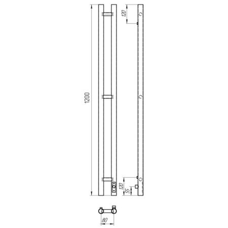Полотенцесушитель электро "Прайм П3 80х1200 ДУЭТ", правый