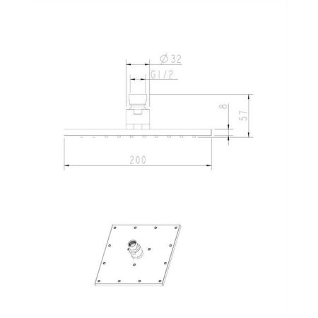 Верхний душ OMNIRES 20х20 см WG220CR (хром), артикул WG220CR