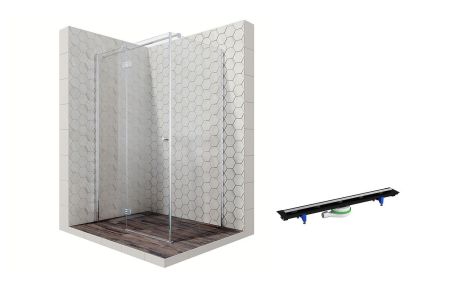 Душевой уголок Ambassador Diamond 12011108L-PR1, прямоугольный, линейный трап, 120х90