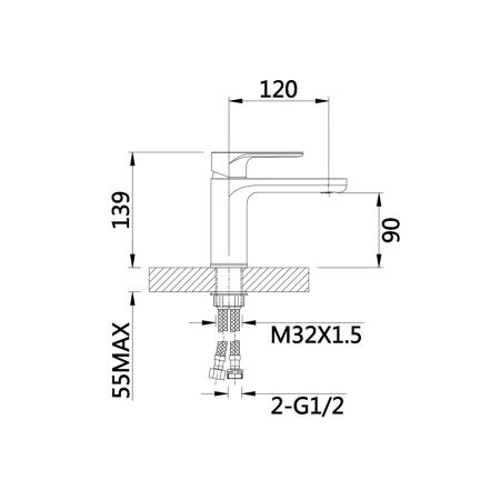 Смеситель для раковины D-Lin 377-A D110377-A, черный