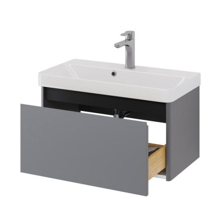 Тумба с раковиной подвесная Dreja Luxury 70 см, серый базальт, артикул 99-2012-com