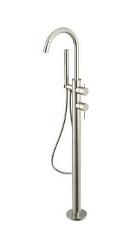 Oioli Micro, однорычажный напольный смеситель для ванны (излив 21.3 см), без вн/ч OIPIVP35001E, цвет брашированный никель C54