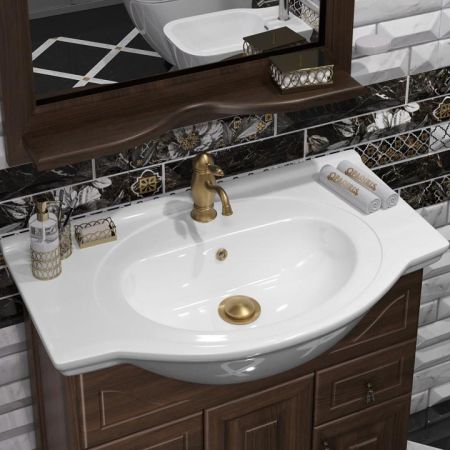 Тумба с раковиной Тибет 75 объемные фасады Opadiris Орех антикварный, артикул 