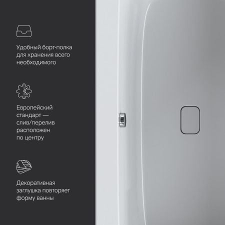 W84A-150-070W-A Func Ванна акриловая 150х70, артикул W84A-150-070W-A