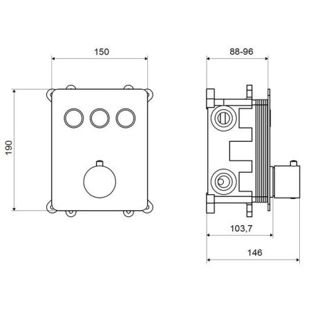 Смеситель термостатический для ванны и душа скрытого монтажа EXCELLENT Krotos AREX.8046CR (хром), артикул AREX.8046CR