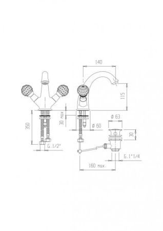 Смеситель для раковины CEZARES GOLF-LS1, артикул GOLF-LS1-03/24