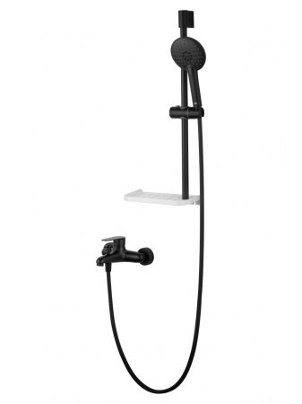 Смеситель для ванны с душевым гарнитуром WONZON & WOGHAND ALFA, Черный матовый (WW-AE3201-MB), артикул WW-AE3201-MB