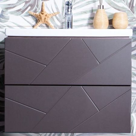 Тумба под раковину Бриклаер Кристалл 60 подвесная Ясень Анкор темный, артикул 4627125414510