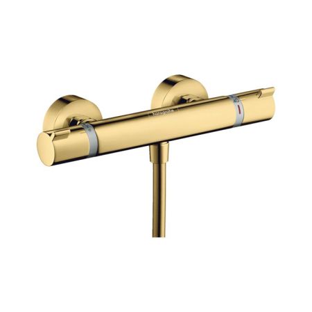 Смеситель для душа, Hansgrohe, Ecostat Comfort, тип открывания воды-вентильный, тип регулирования воды-термостатический картридж, монтаж-вертикальный (настенный), отверстия для монтажа-2, цвет-полированное золото, артикул 13116990