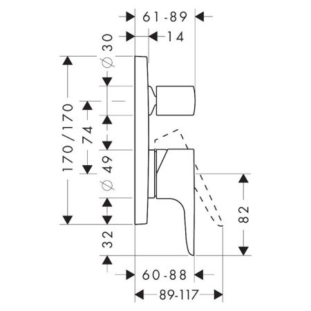 AX Citterio M Смеситель для ванны , цвет шлифованный никель, артикул 34427820