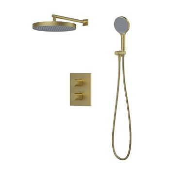 Душевая система IDDIS Duna с тропическим и ручным душем, с термостатом, матовое золото (DUNMG0Ti67)