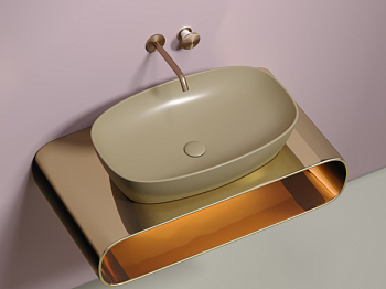 Умывальник чаша накладная овальная (цвет Капучино Матовый) Элемент (Element) 610x385x140мм