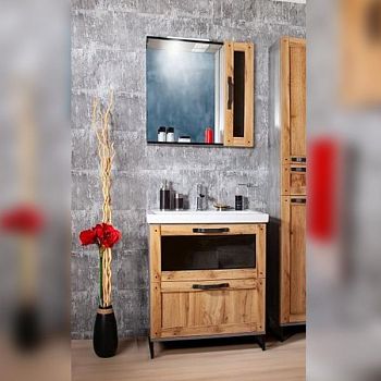 Комплект мебели для ванной Бриклаер ЛОФТ 70, метрополитен грей