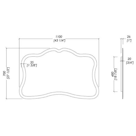 Devon Fairy Зеркало (110хh70см), артикул 1DEFAIRY