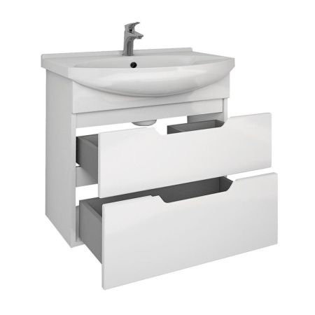 Тумба с раковиной подвесная/напольная Dreja Laguna Plus 75 см, белый, артикул 99-0106-com