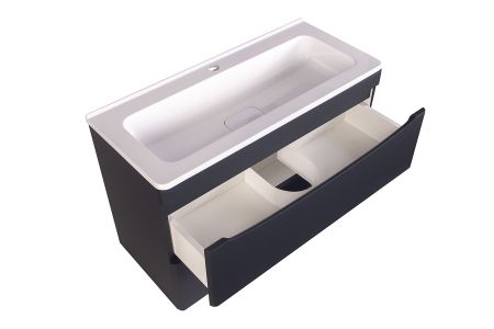 Тумба подвесная "Бергамо мини 90" (2 ящ.) Люкс антискрейтч черный, PLUS, артикул СС-00002366