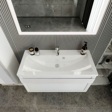 Тумба под раковину подвесная Бриклаер БЕРЛИН белый , 100 см, артикул 4627125416095