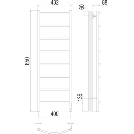 Полотенцесушитель электрический Terminus Классик П8 40х85, артикул 4670078531346