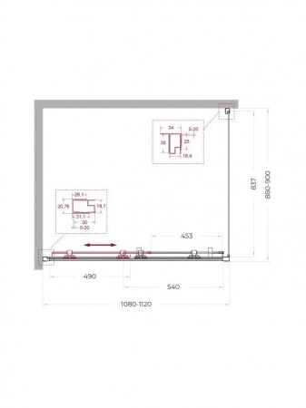 UNO-195-AH-1-110/80-C-NERO Душевой уголок, артикул UNO-195-AH-1-110/80-C-NERO