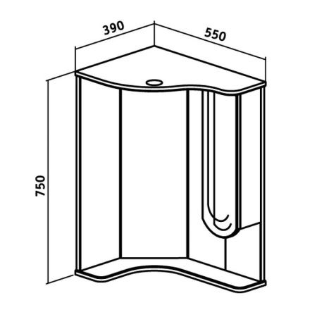 Зеркало со шкафом Runo Бис 55 R 4620750023331 угловое Белое